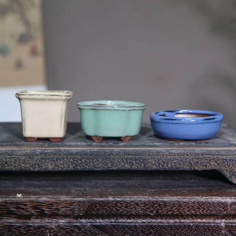 Yixing Purple Clay Ceramic Coarse Pottery Miniature Thumb-Sized Pot Bonsai Pot Flower Pot 5-6cm