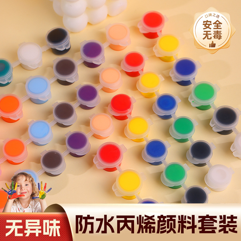 高光丙烯颜料安全环保防水手工diy彩绘颜料条批12色石膏娃娃涂色