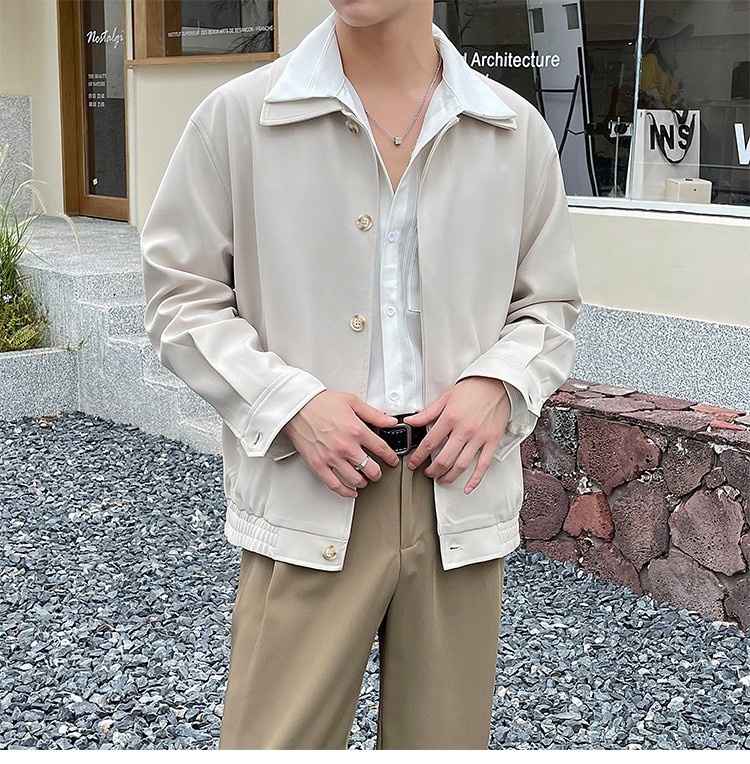 Men's Casual Workwear Blazer, Mature Style Turn-down Collar Jacket_voghion.com