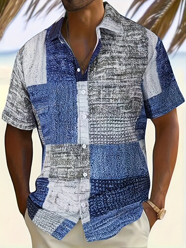 Plus Size Men's Short Sleeve Shirt Elegant Bohemian Style