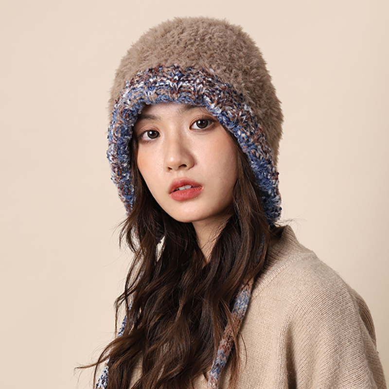 Handgemaakte grote hoofdomtrek pluche gebreid voor kinderen nieuwe herfst winter verdikt warm en gezicht verbeterend_voghion.com