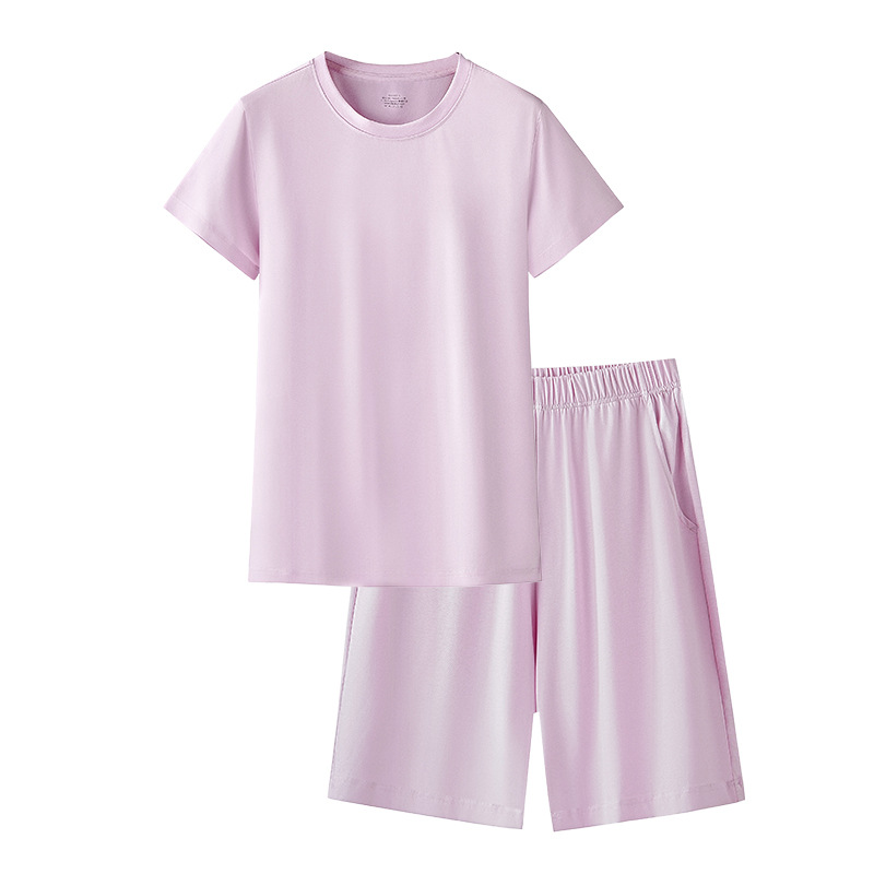 Nueva Piel de belleza algodón mercerizado primavera y verano de las mujeres pantalones cortos de manga corta traje antibacteriano antiarrugas ropa para el hogar