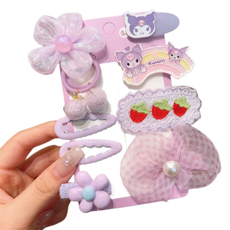 Malla infantil arco flor horquilla linda chica jalea color dibujos animados horquilla flequillos lado pelo roto bb clip