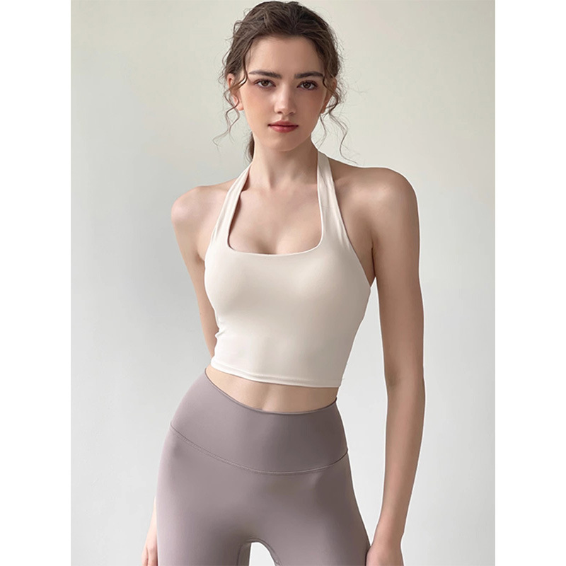 With Fixed Breast Pads # Douyin Quality Chenille 220 Grams # Yoga Beautiful Back Yoga Clothing Vest Halter Neck Sling