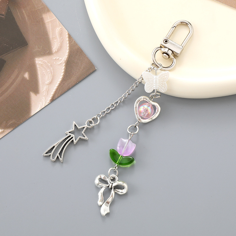 Ins nuevo arco acrílico llavero colgante personalidad DIY bolso colgante auriculares colgante joyas