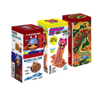 kunio陌姿牛肉粒100g方形铁盒 年货配礼包猪肉脯礼盒装超市同款|ru