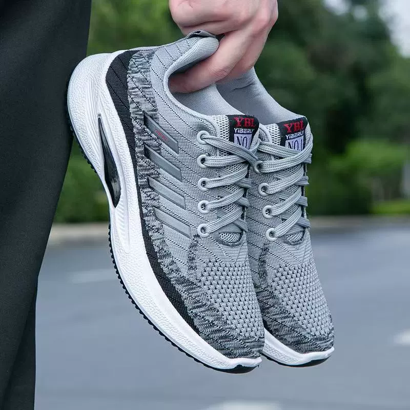 Мужская повседневная обувь, спортивные черные рабочие туфли из тканой сетки, устойчивые к пятнам, дорожные туфли для папы среднего и пожилого возраста на шнуровке.