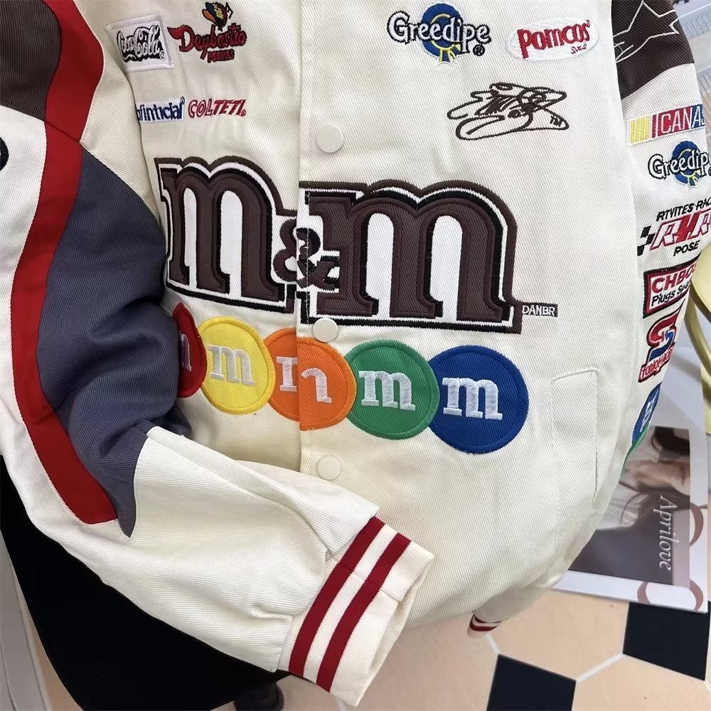 ZCMX primavera Gaojie Heavy Industry bordado costura uniforme de béisbol chaqueta hombres y mujeres hip-hop suelta motocicleta traje de carreras chaqueta