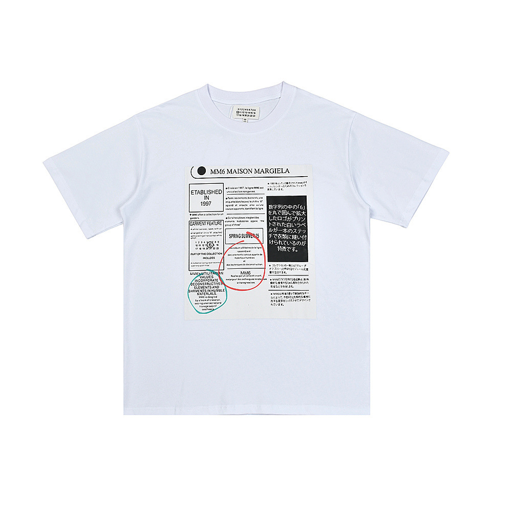 クロスボーダーメゾンマルジェラマジラデジタルプリントMM6純綿高品質男性tシャツ女性半袖潮