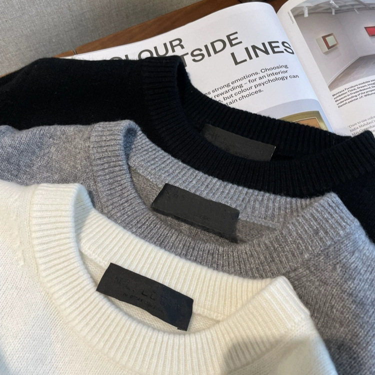 Sisters, Close Your Eyes and Rush! ! Huge and Thick ~ Simple and High-End Autumn and Winter Round Neck Long-Sleeved Knitted Sweater