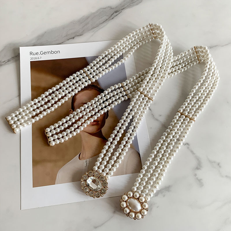 Fashion Geometric Metal Inlay Artificial Pearls Women's Chain Belts 1 Piece display picture 9