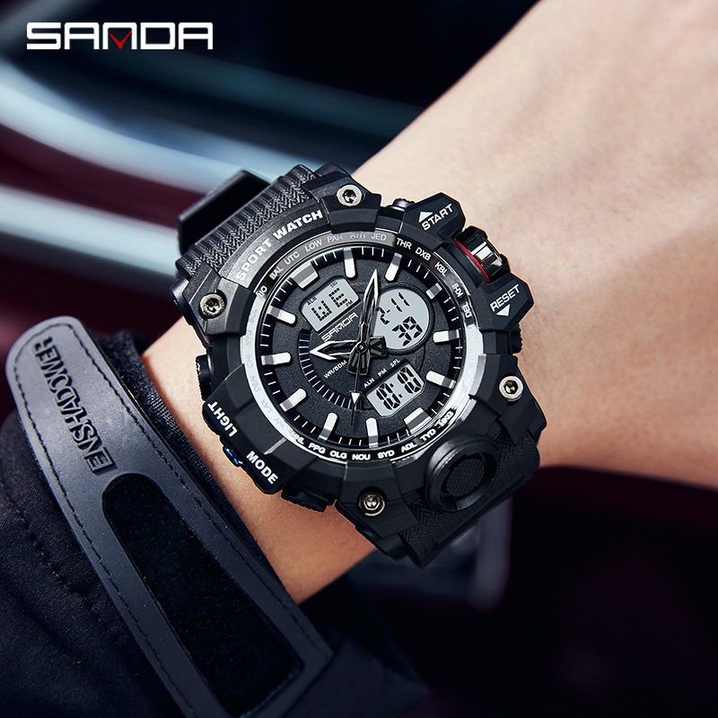 SANDA 3132 reloj electrónico de los hombres de moda personalizado reloj digital estudiante al aire libre impermeable reloj multifuncional