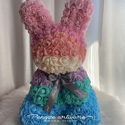 Valentine's Day Gift Simulated Flower Rose Rabbit Soap Flower Everlasting Flower Easter Gift Rose Rabbit Toy
