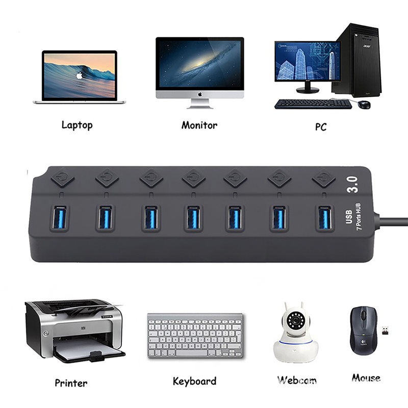 FUENTE fabricante divisor Drive-free Hub extender un arrastre siete puertos interruptor independiente 2.0 usb3.0hub