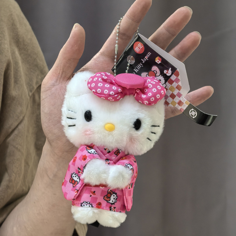 黑色草帽kitty帽宝宝挂件爱心扣公仔玩偶可爱赫本风挂饰钥匙扣|undefined