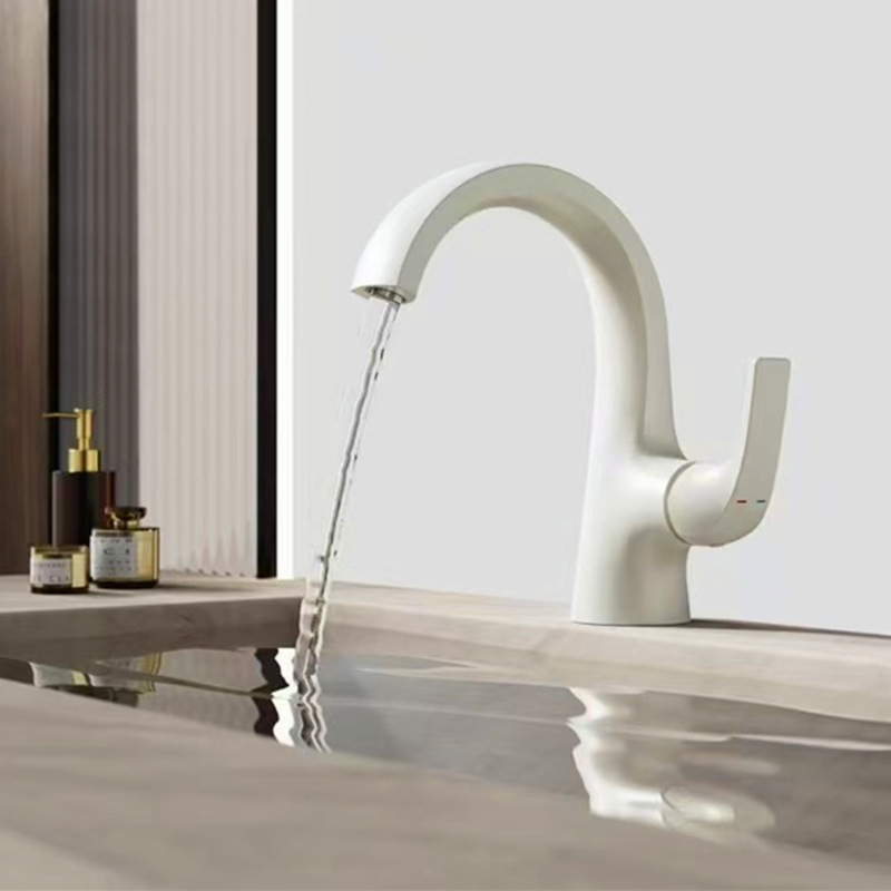 Contemporary European and American All-Copper Basin Faucet Bathroom Vanity Sink Faucet French-Style Simple Under-Counter Basin Faucet