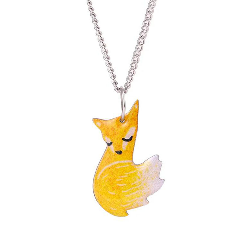Cute Fox Stainless Steel Pendant Necklace In Bulk display picture 4