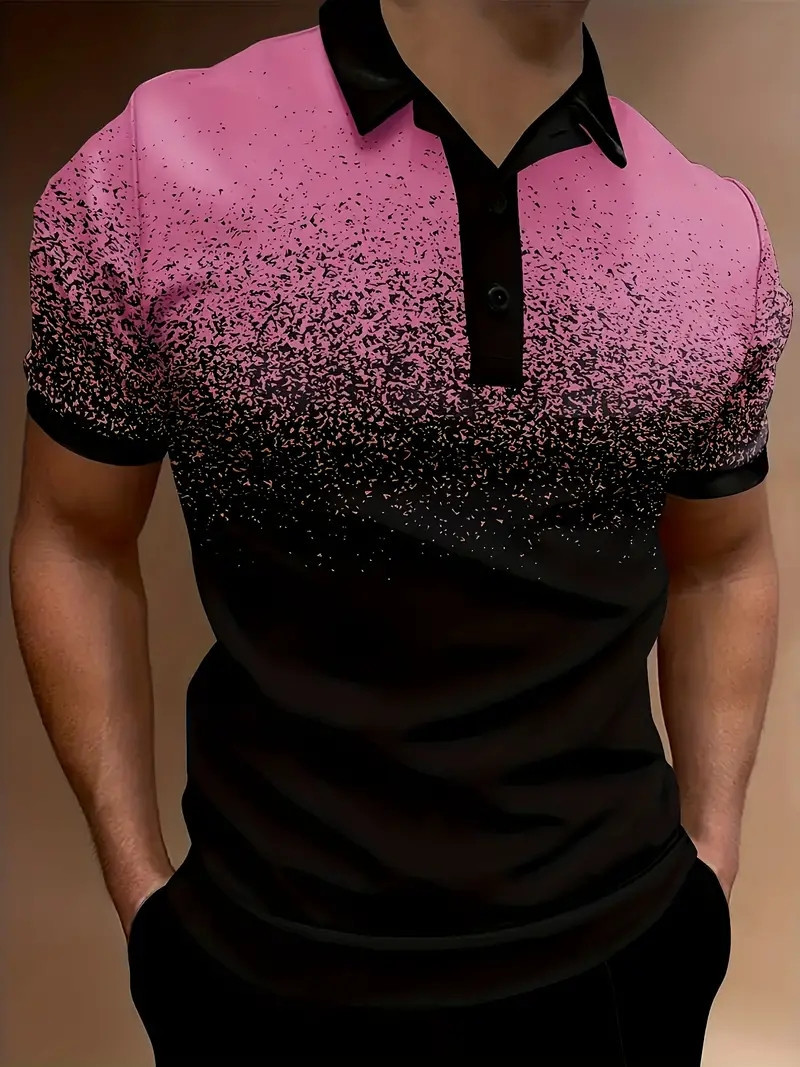 Polo estiva da uomo Ins, maglietta sportiva con stampa sfumata, tie-dye e asciugatura rapida_voghion.com