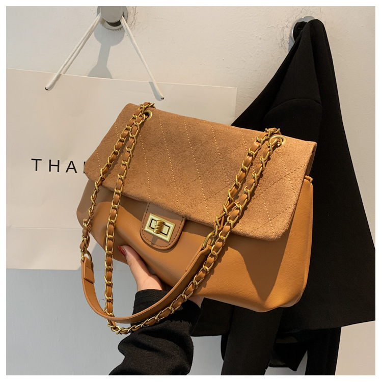 New Fashion Lock Contrast Color Large-capacity Shoulder Handbags Wholesale Nihaojewelry display picture 4