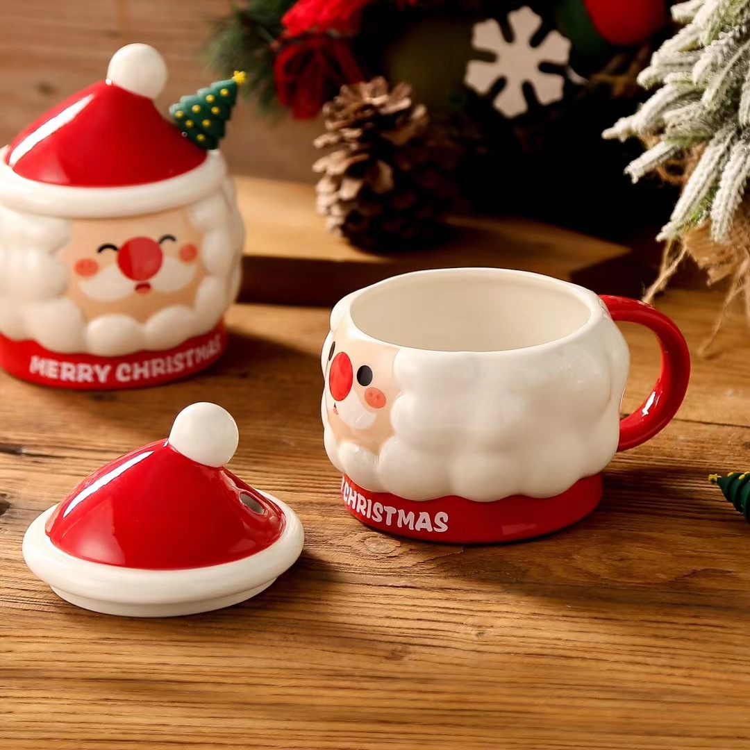 Personalidad creativa taza de Santa Claus forma tridimensional taza de beber lindo con regalo de la mano taza de café de alta apariencia