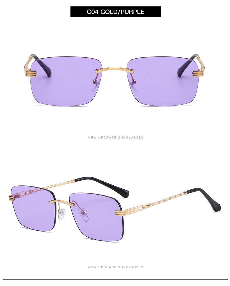 New Retro Style Square Frameless Multicolor Metal Sunglassespicture7