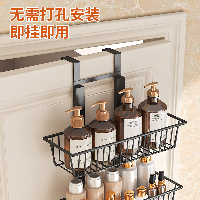 クロスボーダーバスルームドア後ろ吊り下げバスケット多層穴あけ不要折りたたみ式収納ラックキッチン寝室ドア後ろ収納棚