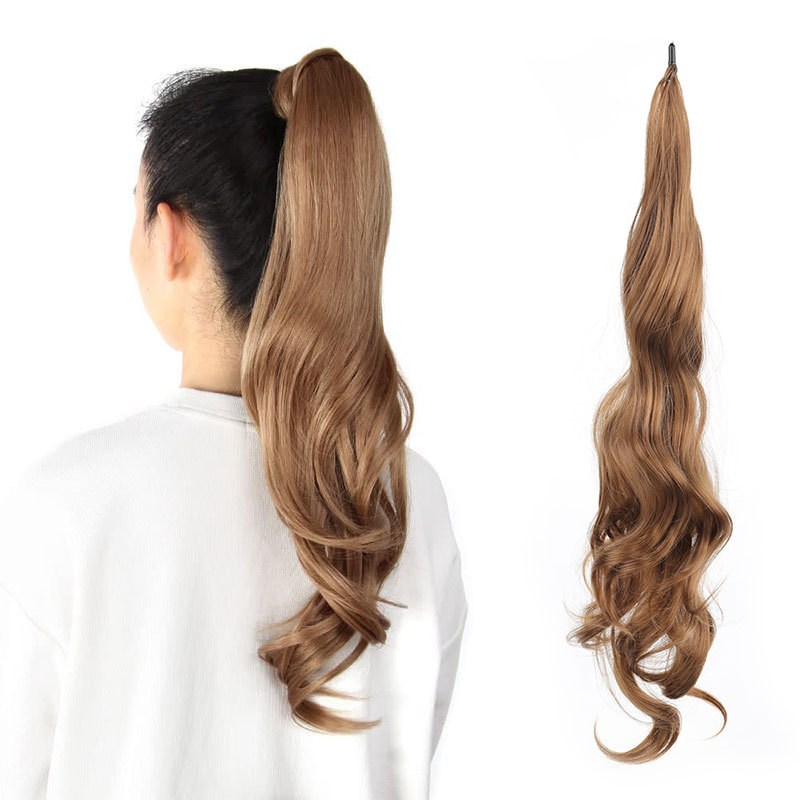 Peruca de cola de caballo, barra mágica de cabello, trenza de cola de caballo, simulación natural de ondas grandes, banda de fibra química, pelucina de cabello, trenza de cabello