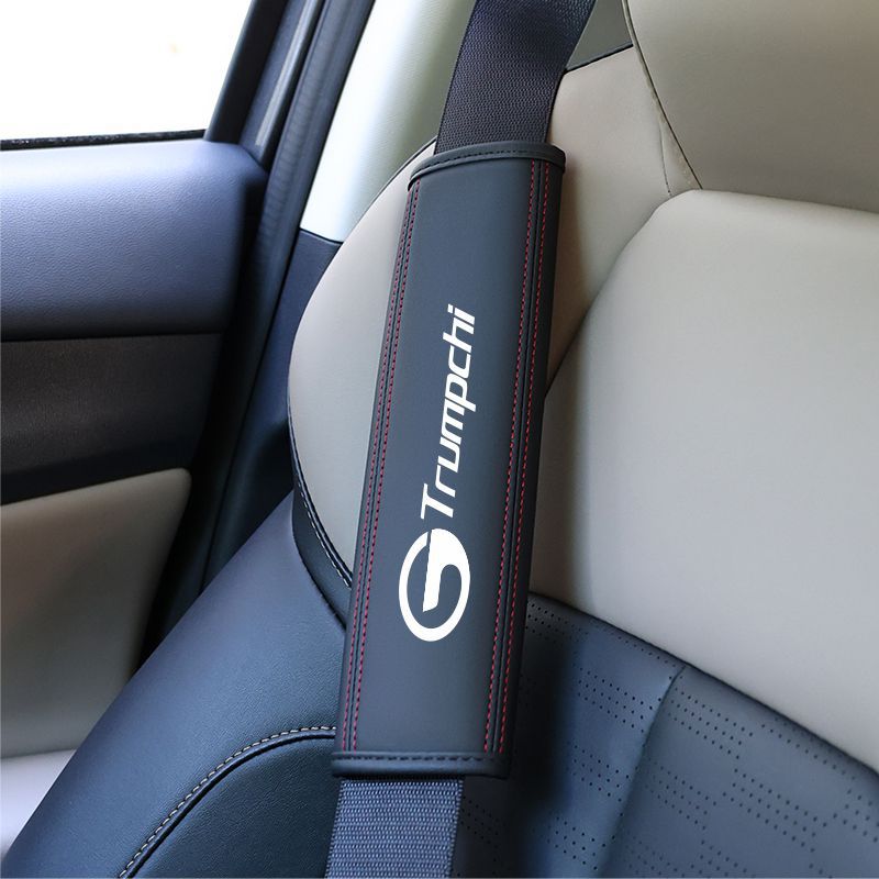 Pad Breathable: Universal Seat belt shoulder pad - trumpchi-black-red-line-shoulder-pad-single-piece