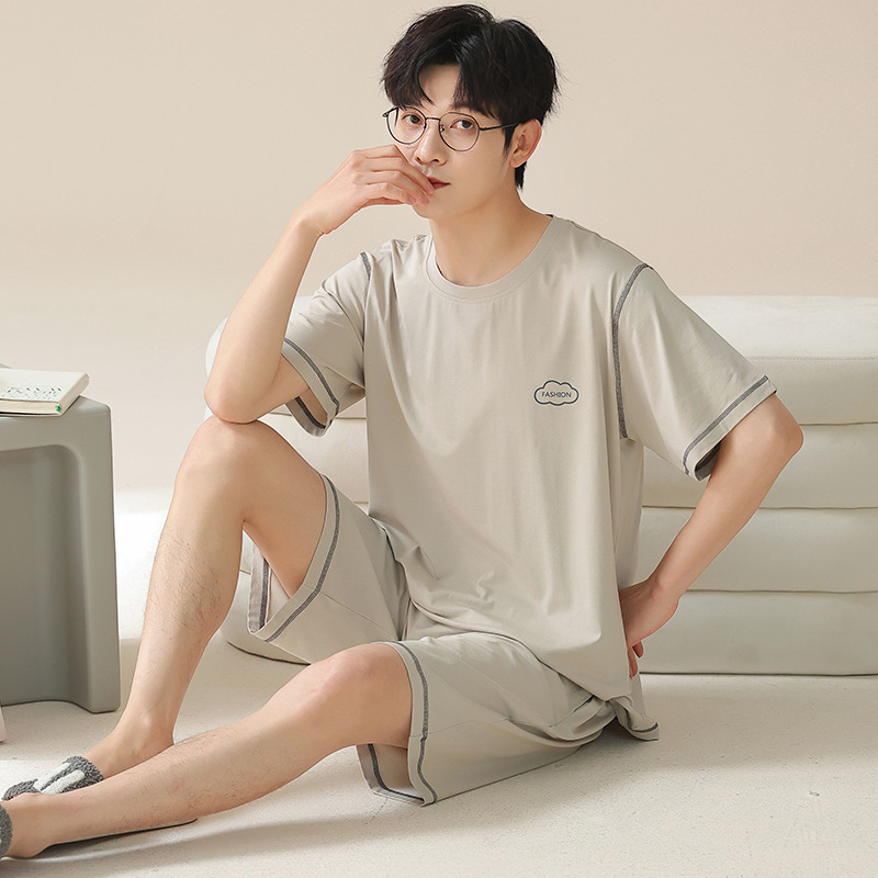 200斤6XL超大码莫代尔睡衣夏季加肥250斤男士宽松短袖短裤套装5XL