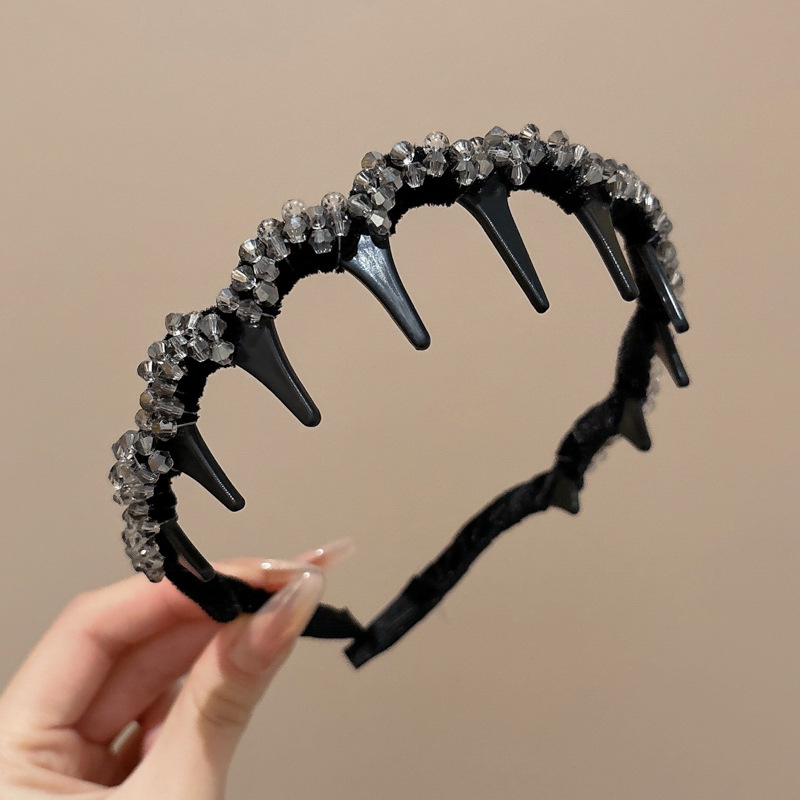 Diámetro flash Louis princesa de París, banda de cabello para la mujer no estrangulada, banda de cabello para lavar la cara, cabeza de cabeza alta con dientes antideslizantes, toque de cabello para el cabello