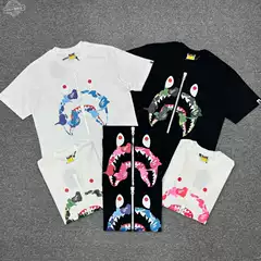 PE Streetwear Shark Heavyweight Correct Version Classic Short Sleeve T-Shirt for Men Women Camo Printed Tee