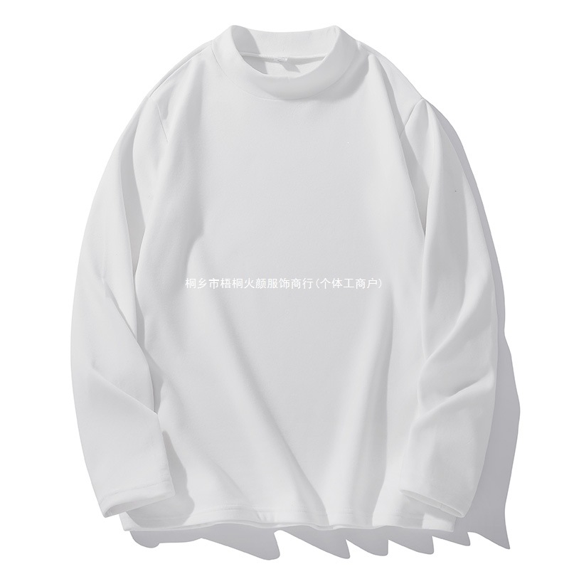 2026 New Style Double-Sided German Fleece 280g Men's Half-High Neck Long-Sleeved Trendy Autumn and Winter Casual Loose Base Shirt