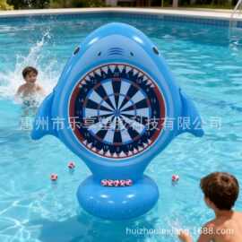 PVC充气投掷鲨鱼标靶水上充气独角兽飞镖靶粘粘乐儿童投掷飞镖盘