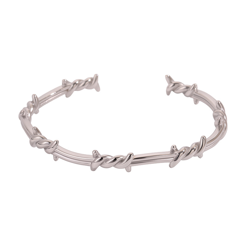 Pulsera de acero de titanio para mujer, sentido de alta gama, pulsera retro europea y americana que no se desvanece, oro de arena, apertura, circón, joyería de pulsera de acero inoxidable image 42