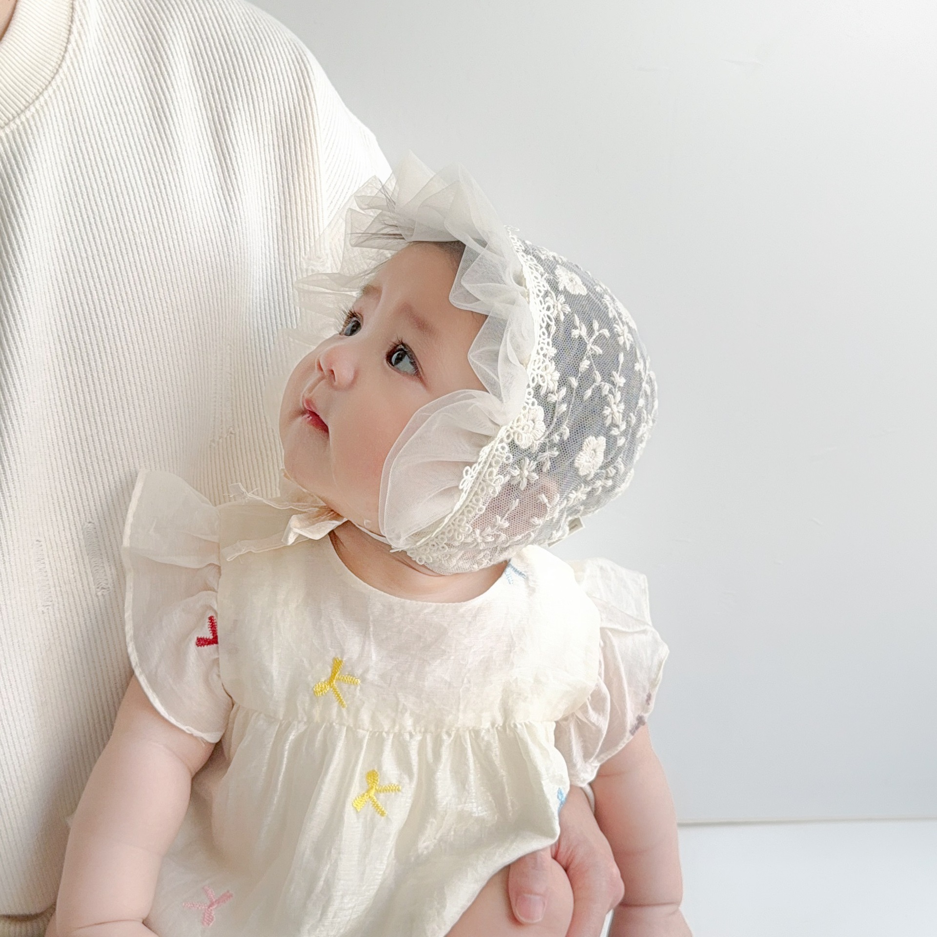 Sombrero de bebé Sombrero de palacio transpirable de encaje de verano Sombra de protección solar para bebé Princesa Moneyage Protector de fontanela Sombrero de neumáticos