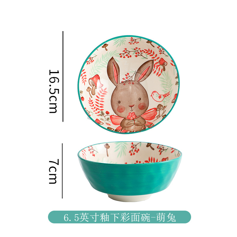 Animal de la historieta tazón de cerámica vajilla hogar tazón de arroz comer tazón de fideos tazón personalizado para niños tazón internet celebridad vajilla traje