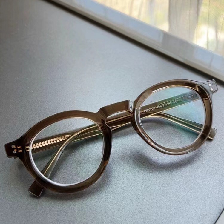 Japanese Style Retro Style Men's and Women's Vintage Round Frame Glasses, Trendy, Fashionable and Personalized, Can Be Equipped with Prescription Flat Glasses