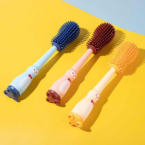 Aiduqi Multi-functional Bottle Brush, 3-in-1 Nipple Brush, Straw Brush, Silicone Bottle Brush, Cup Lid Gap Cleaning Brush
