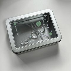 Ins日系四葉草少女心寝室銀色鉄ケース高颜値小カードバー収納ケース窓開け可視
