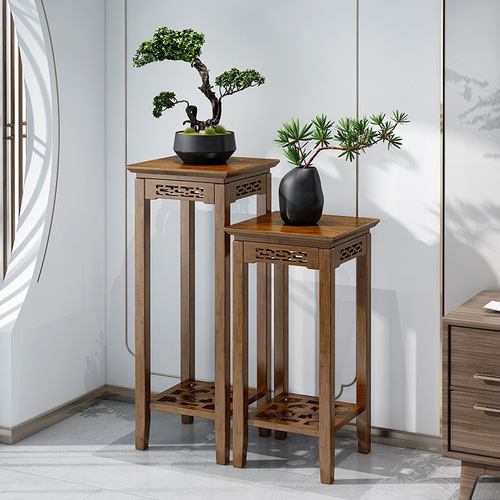 Outdoor balcony flower stand, modern Chinese style, multi-layered window sill plant rack, simple and luxurious, wooden flower pot stand