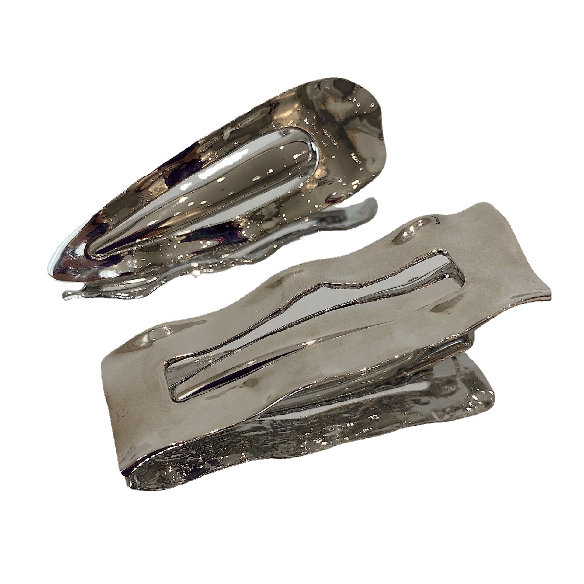 Design di nicchia coreano Bump Geometria Forcina per capelli in metallo irregolare Increspatura dell'acqua Frangia semplice Clip laterale 2021_voghion.com