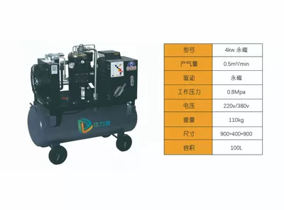 Dali Lai Mobile Screw Air Hava kompressorları - 4kw-power-frequency-220v