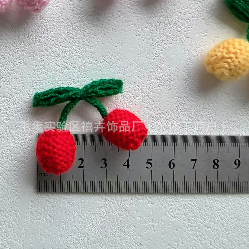 手工毛线樱桃毛球饰品毛绒水果挂件服装服饰胸针配饰樱桃服饰配件|undefined
