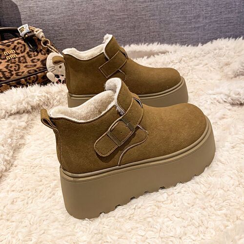 Thick-soled height increasing 7 cm warm and thick cotton shoes 2025 winter new Korean style small figure women's snow boots