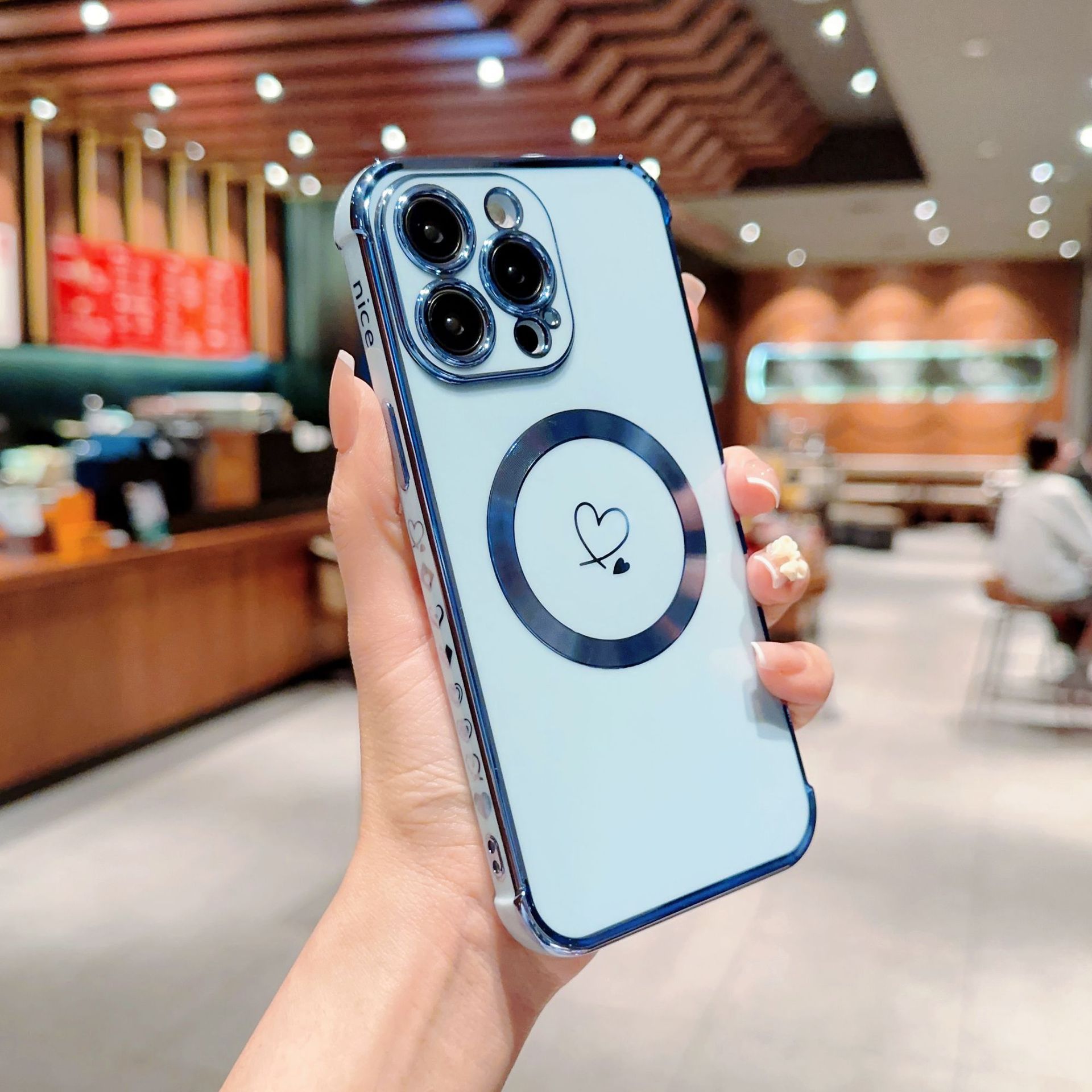 Magnetic Electroplated Double Heart Phone Case For Iphone 17_voghion.com