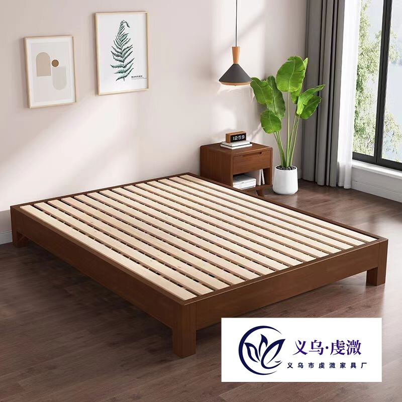 Tatami Bed Solid Wood Without Bedside Rental Double Bed Home B&B Moisture-Proof Bed Frame Modern Simple Solid Wood Bed