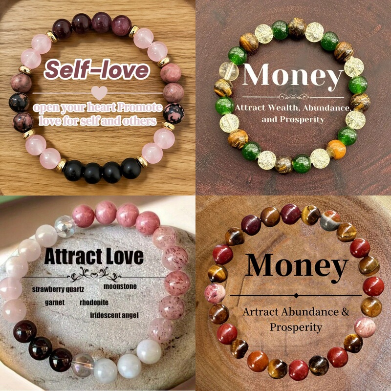 TK cross-border explosions healing bracelet tiger eye powder crystal rose stone wood grain explosive bead bracelet in stock wholesale