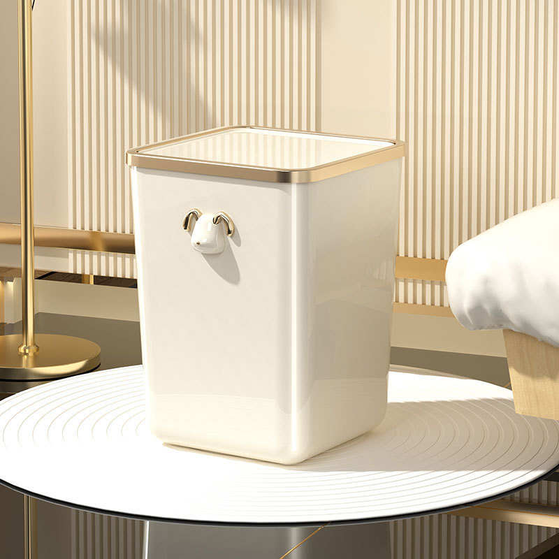 Small Golden Dog plastic household kitchen trash can high-looking bedroom toilet simple large bathroom trash can