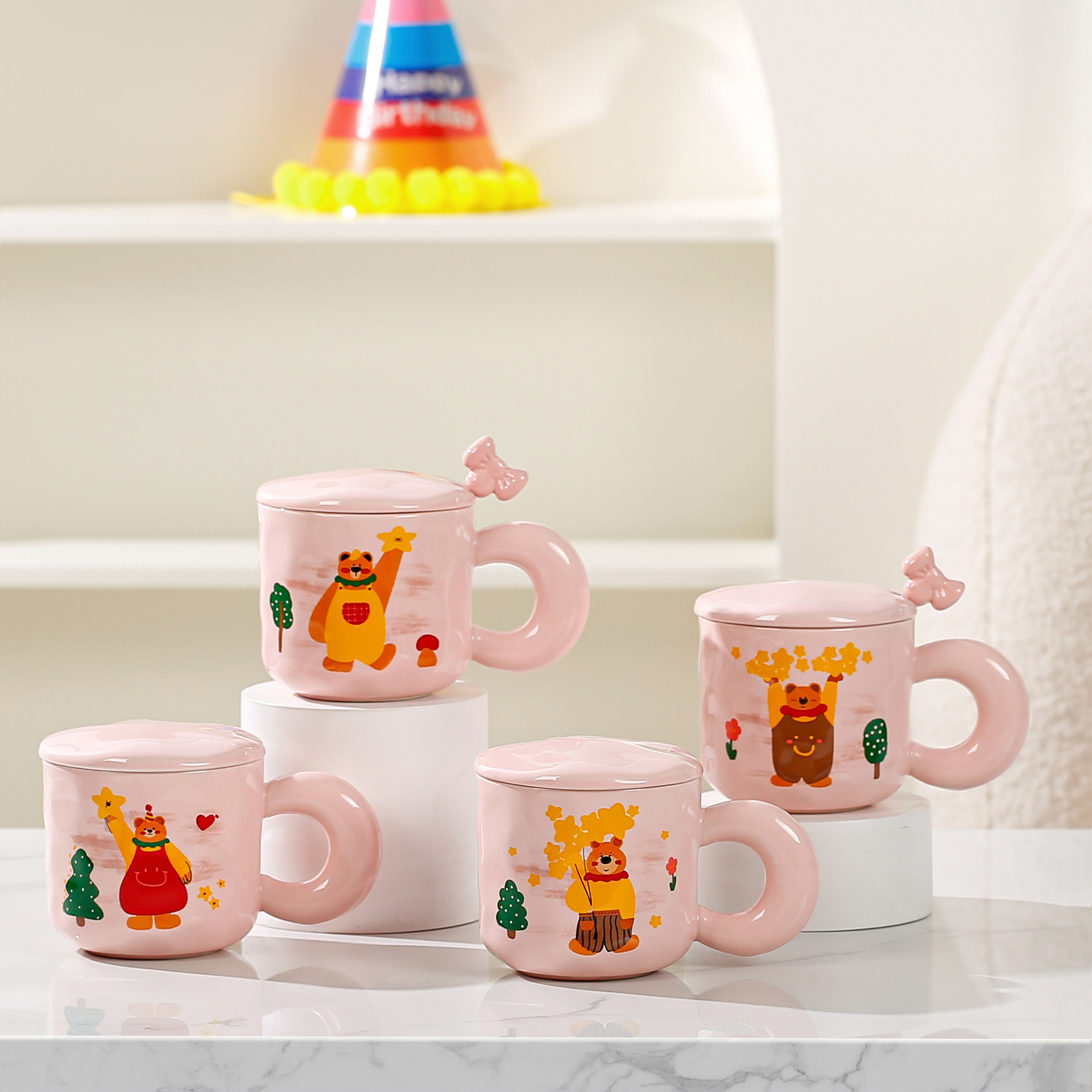 Tazas de logotipo personalizado de dibujos animados tazas de cerámica patrón encantador regalo de regalo de apertura regalo de regalo