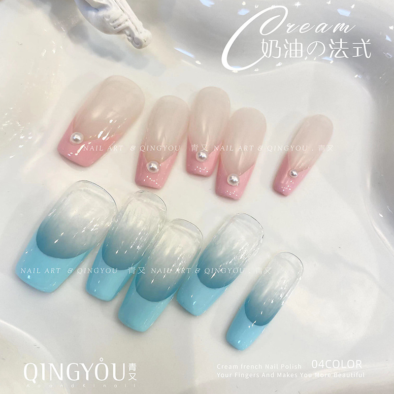 Pegamento crema de relleno de Arte de uñas de estilo japonés pegamento especial francés popular fototerapia blanco fresco textura avanzada pegamento esmalte de uñas